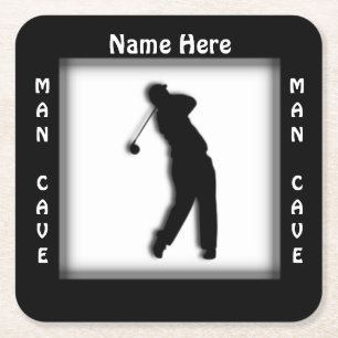 Posavasos Cuadrado De Papel Hombre Cueva PERSONALIZAR Coaster de Golf