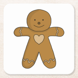 Posavasos Cuadrado De Papel Hombre de Jengibre Navidad Galleta