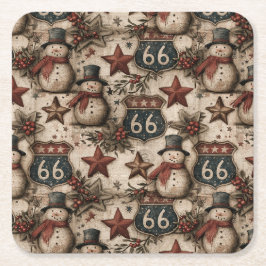 Posavasos Cuadrado De Papel Hombre de nieve de Lone Star Navidad Happy Hour