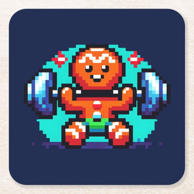 Posavasos Cuadrado De Papel Hombre fuerte de pan de jengibre - Gracioso Día de (Anverso)