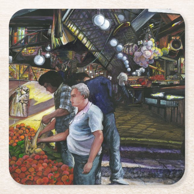 Posavasos Cuadrado De Papel Hombres de Comercio, Jerusalén (Anverso)