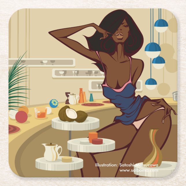 Posavasos Cuadrado De Papel Home Cookin' (Anverso)