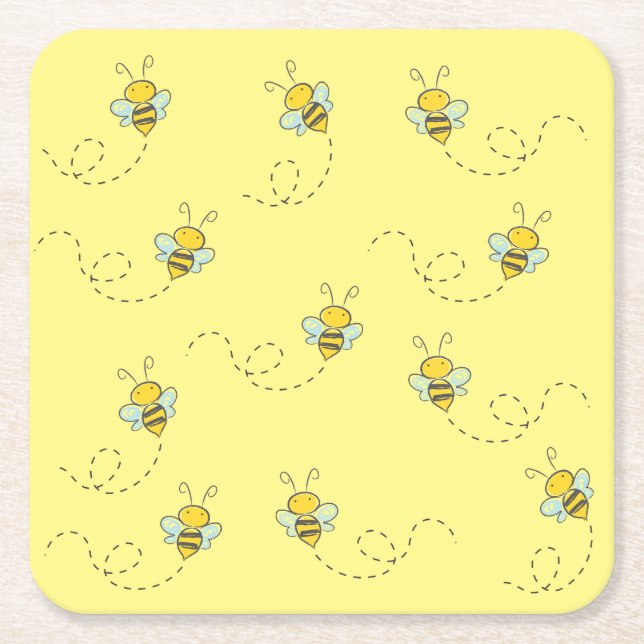 Posavasos Cuadrado De Papel Honey Bee (Anverso)