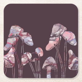 Posavasos Cuadrado De Papel Hongos de tinta morada