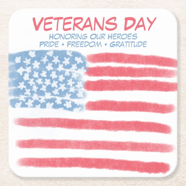 Posavasos Cuadrado De Papel Honoring Heroes | Veterans Day Celebration (Anverso)