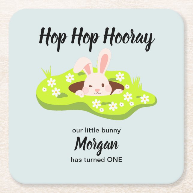 Posavasos Cuadrado De Papel Hop Hop Hooray Algunos Conejo Conejo Agujero Prime (Anverso)
