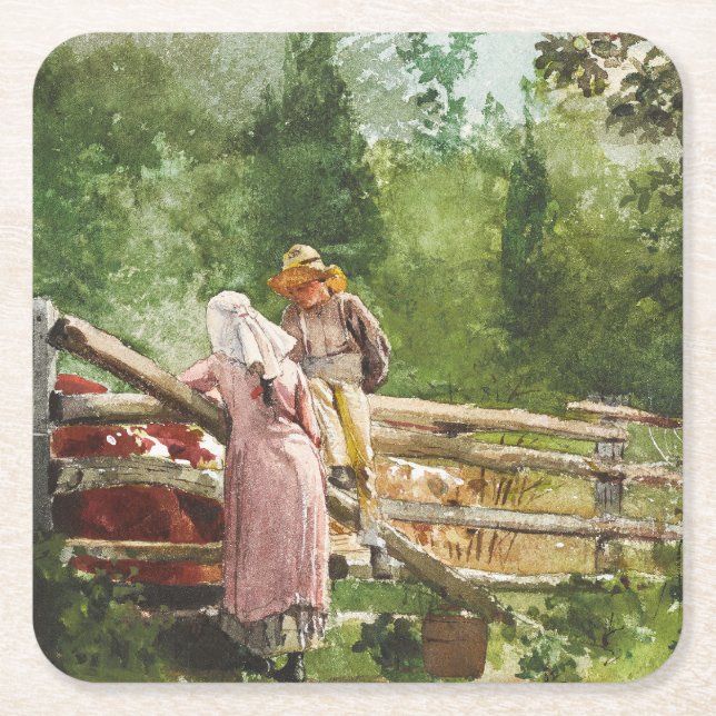 Posavasos Cuadrado De Papel Hora de alimentación (Anverso)