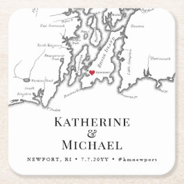 Posavasos Cuadrado De Papel Hora de cóctel del Fiesta de Bienvenida de Newport