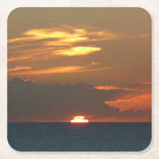 Posavasos Cuadrado De Papel Horizon Sunset Colorous Seascape Photography