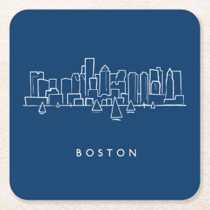 Posavasos Cuadrado De Papel Horizonte de Boston