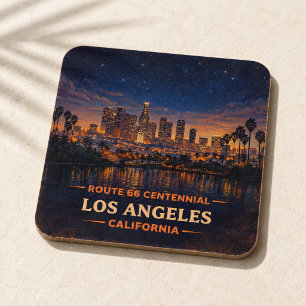 Posavasos Cuadrado De Papel Horizonte de California vintage bajo cielo estrell