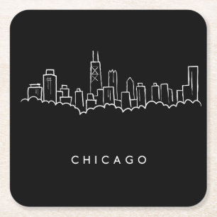 Posavasos Cuadrado De Papel Horizonte de Chicago