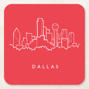 Posavasos Cuadrado De Papel Horizonte de Dallas Tejas