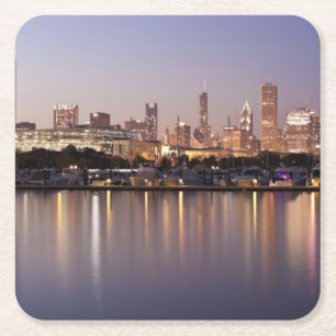 Posavasos Cuadrado De Papel Horizonte de los E.E.U.U., Illinois, Chicago en la