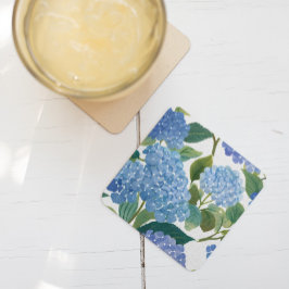Posavasos Cuadrado De Papel Hortensias Azules | Hermoso Arbusto Floral