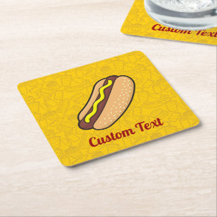 Posavasos Cuadrado De Papel Hotdog Square Paper Coaster