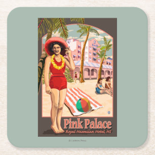 Posavasos Cuadrado De Papel Hotel hawaiano real en Hawaii