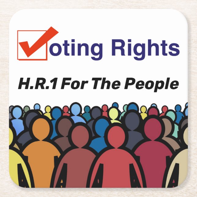 Posavasos Cuadrado De Papel HR1 Ley de derechos de voto para el pueblo (Anverso)