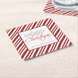 Posavasos Cuadrado De Papel Huelga de Navidades de Candy Cane | PERSONALIZADO