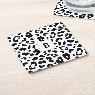 Posavasos Cuadrado De Papel huella de leopardo de personalizable