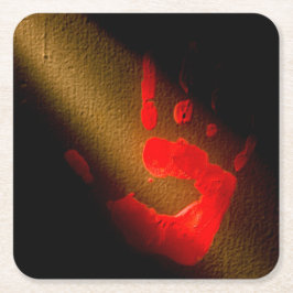 Posavasos Cuadrado De Papel Huella Sangrienta
