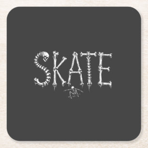 Posavasos Cuadrado De Papel Huesos de patineta esqueleto