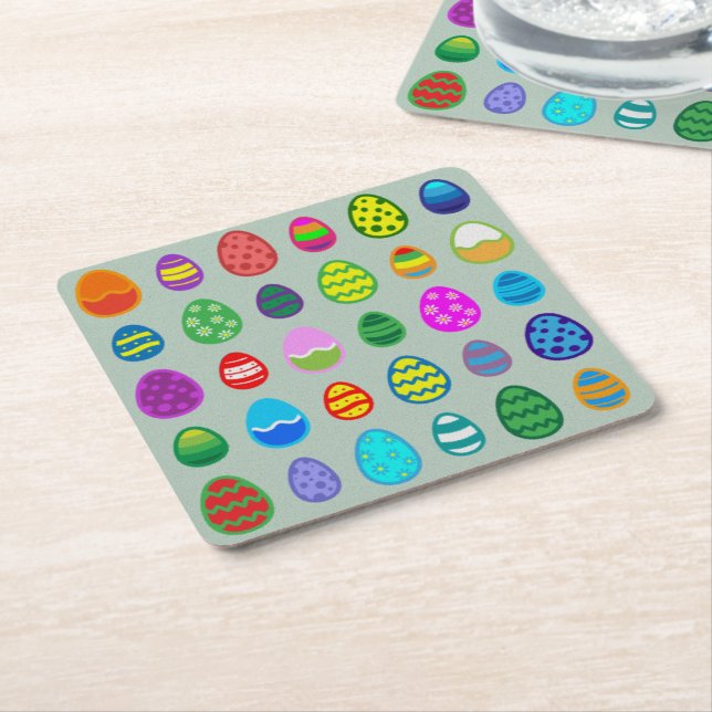 Posavasos Cuadrado De Papel Huevos de Pascua (En perspectiva)