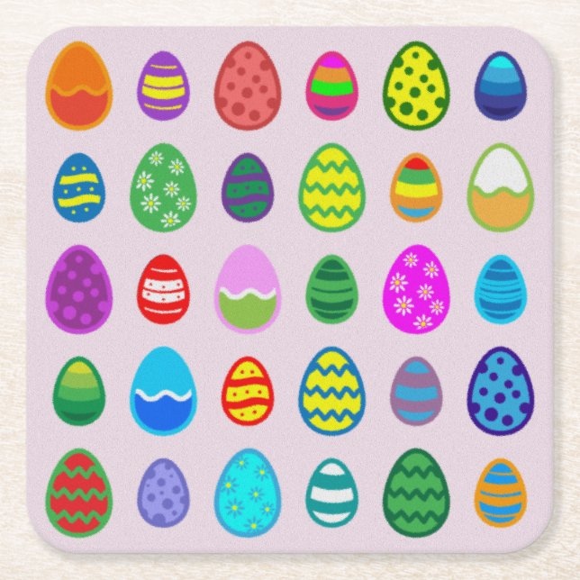 Posavasos Cuadrado De Papel Huevos de Pascua (Anverso)