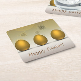 Posavasos Cuadrado De Papel Huevos modernos de Pascua Dorada