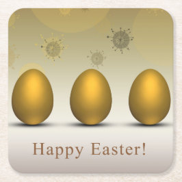 Posavasos Cuadrado De Papel Huevos modernos de Pascua Dorada