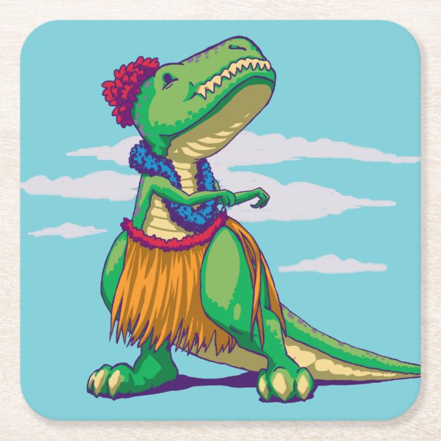 Posavasos Cuadrado De Papel Hula Rex (Anverso)