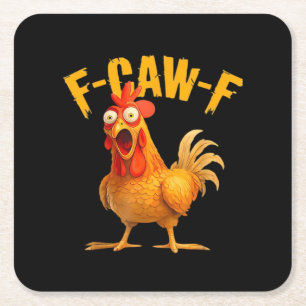 Posavasos Cuadrado De Papel Humor de Cuervo F-Caw-F Gótico Divertido Retro Gen