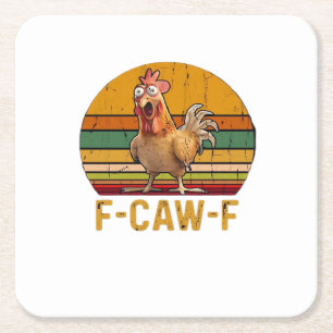 Posavasos Cuadrado De Papel Humor de pollo F-Caw-F esencial minimalista limpio