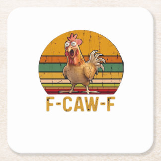 Posavasos Cuadrado De Papel Humor de pollo F-Caw-F esencial minimalista limpio