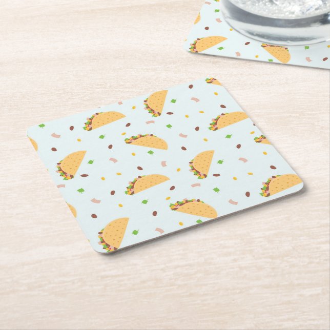 Posavasos Cuadrado De Papel Hundimiento Del Patrón De Tacos (En perspectiva)