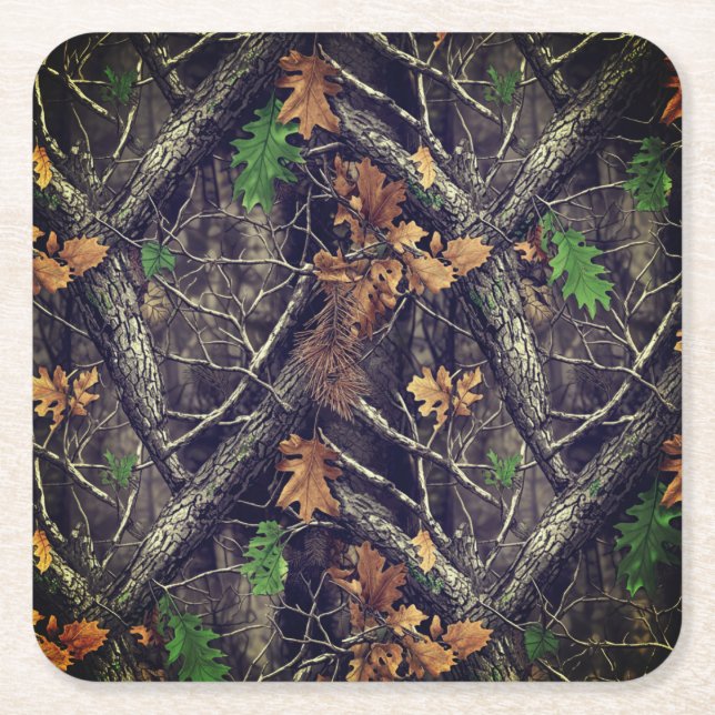 Posavasos Cuadrado De Papel Hunting Camouflage Pattern (Anverso)