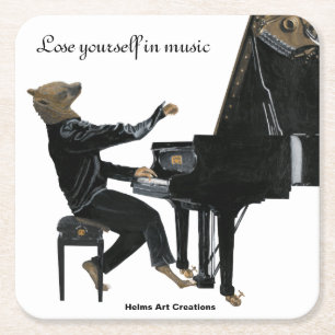 Posavasos Cuadrado De Papel Hyena Piano Music Player Fantasy Recicladores de p