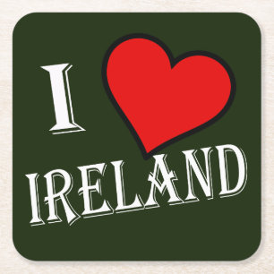 Posavasos Cuadrado De Papel I Heart Ireland con coastercn