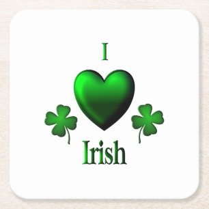 Posavasos Cuadrado De Papel I Heart Irish