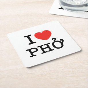 Posavasos Cuadrado De Papel I Heart (Love) Pho