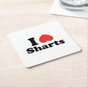 Posavasos Cuadrado De Papel I Heart Sharts