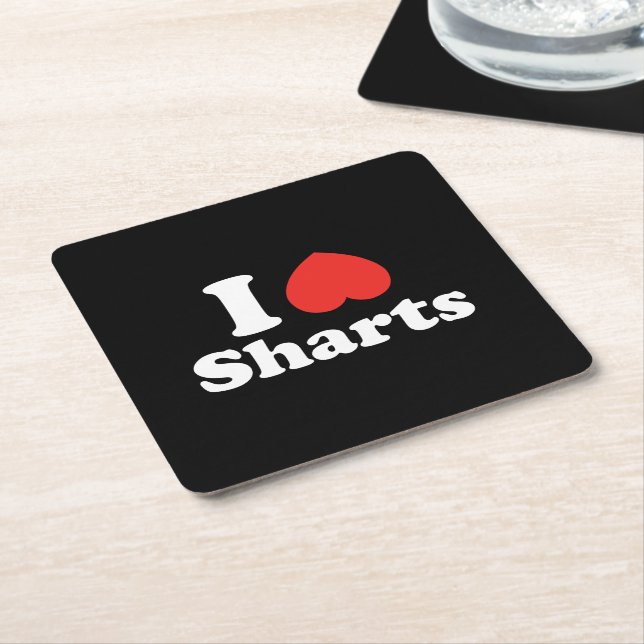 Posavasos Cuadrado De Papel I Heart Sharts (En perspectiva)