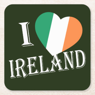 Posavasos Cuadrado De Papel I Heartflag Ireland con coastercn