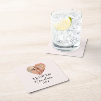 Posavasos Cuadrado De Papel I Love You Grandma | Personalized Paper Coaster