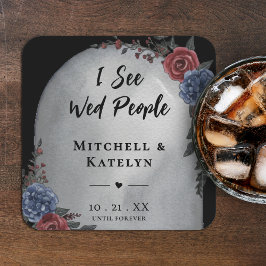 Posavasos Cuadrado De Papel I See Wed People Headstone Floral Gothic Wedding
