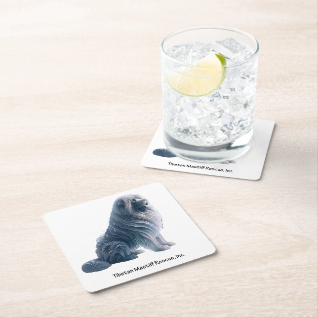 Posavasos Cuadrado De Papel Ice Sitting Tibetan Mastiff Napkins (In situ)