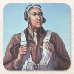 Posavasos Cuadrado De Papel Iconos de la Historia Negra: Aviadores de la SGM, 
