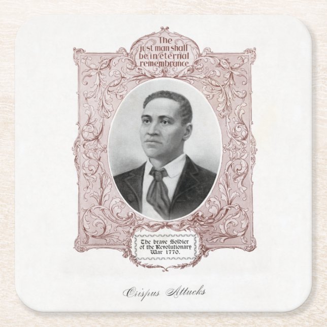 Posavasos Cuadrado De Papel Íconos de la Historia Negra: Crispus Attucks, Márt (Anverso)