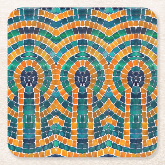 Posavasos Cuadrado De Papel ICONOS DE ORO MOSAIC Cuadrados de papel (Anverso)