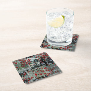 Posavasos Cuadrado De Papel ICRed – Coasters de Collage Abstracto